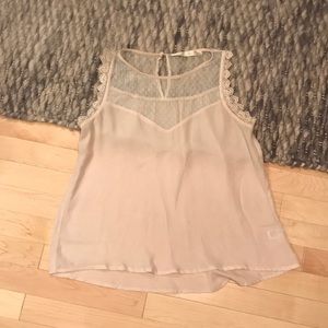 Sheer Ivory Blouse with Swiss Dots and Lace